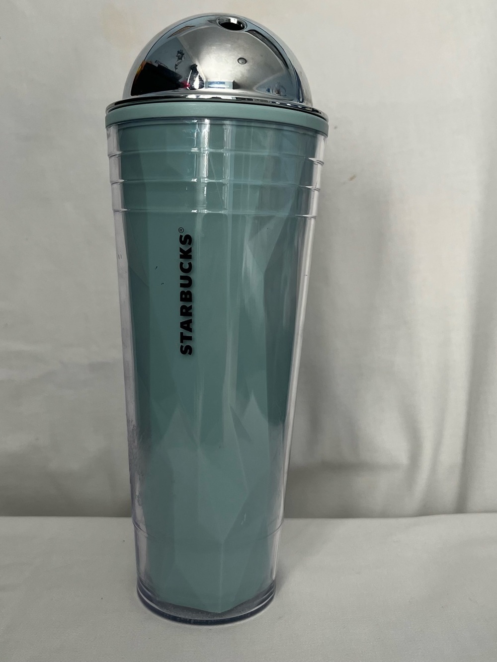 Starbucks Aqua Blue Tumbler with Silver Dome Lid